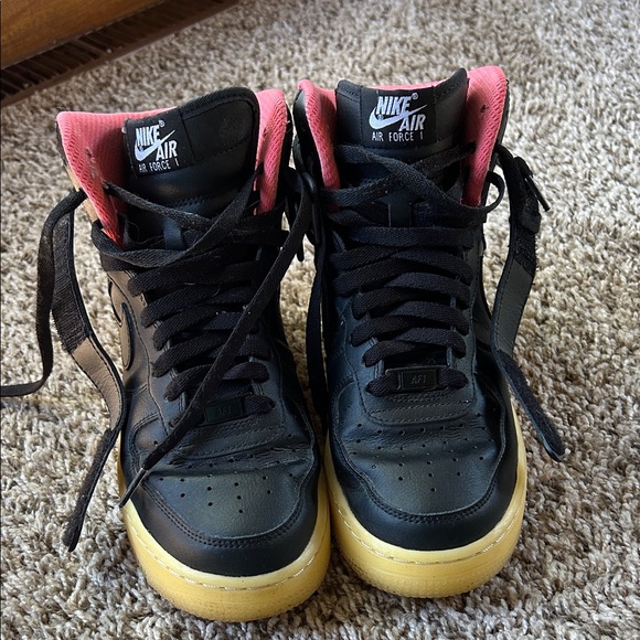 Nike Shoes - Nike Air Force 1 Black with Pink and Gum Sole